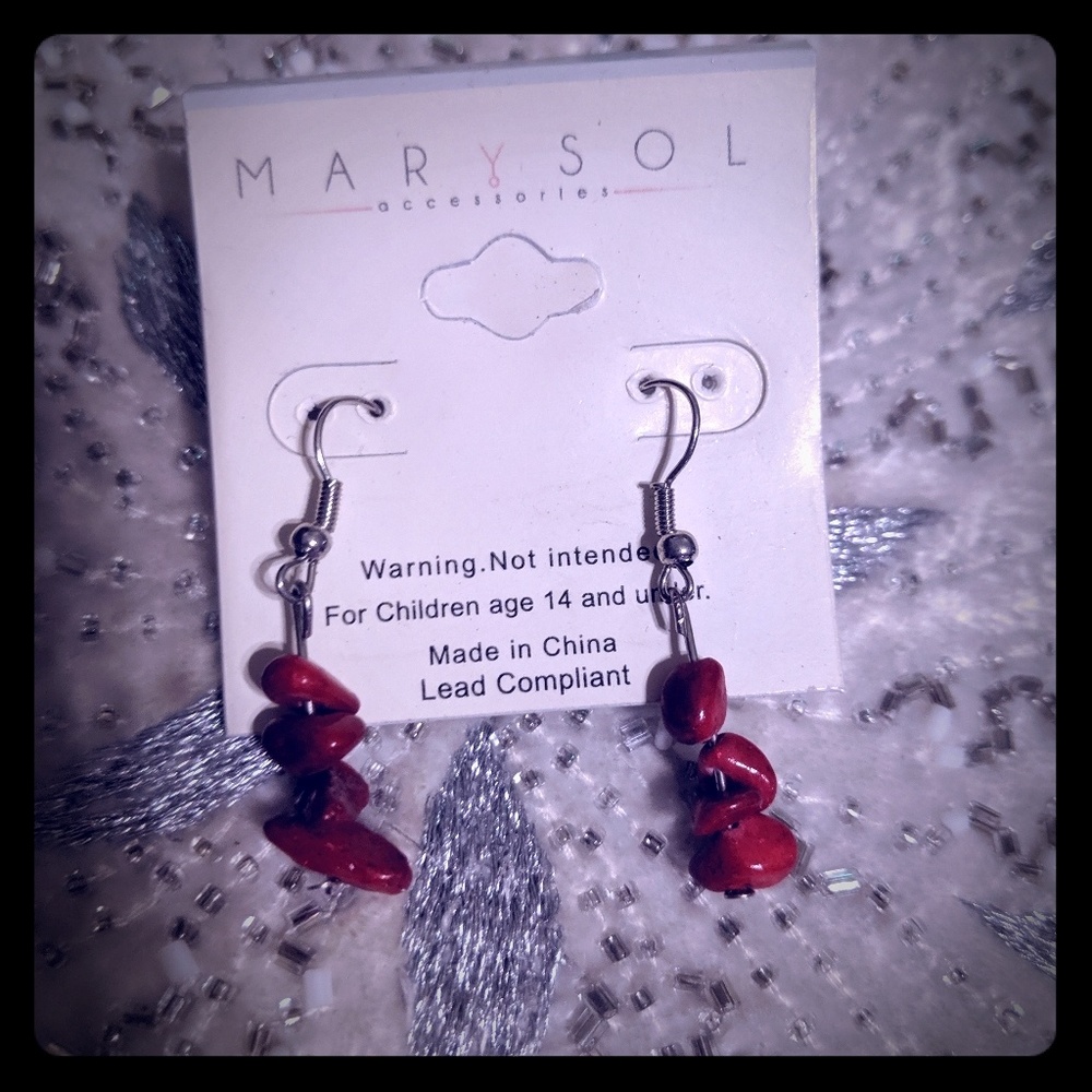 3 for $10 earrings Red stone chip earrings